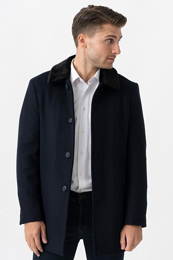 Vicenza 4016 Berberi Yaka Slim Fit Yünlü Kaban Laci
