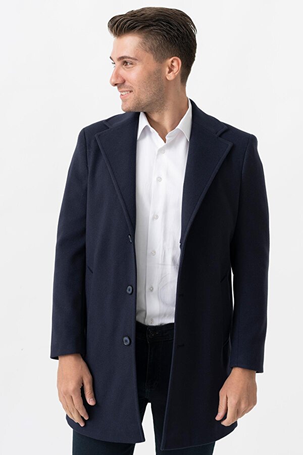 Ancona 4025-2 Düz Ceket Yaka Slim Fit Pamuklu Kaban  Laci