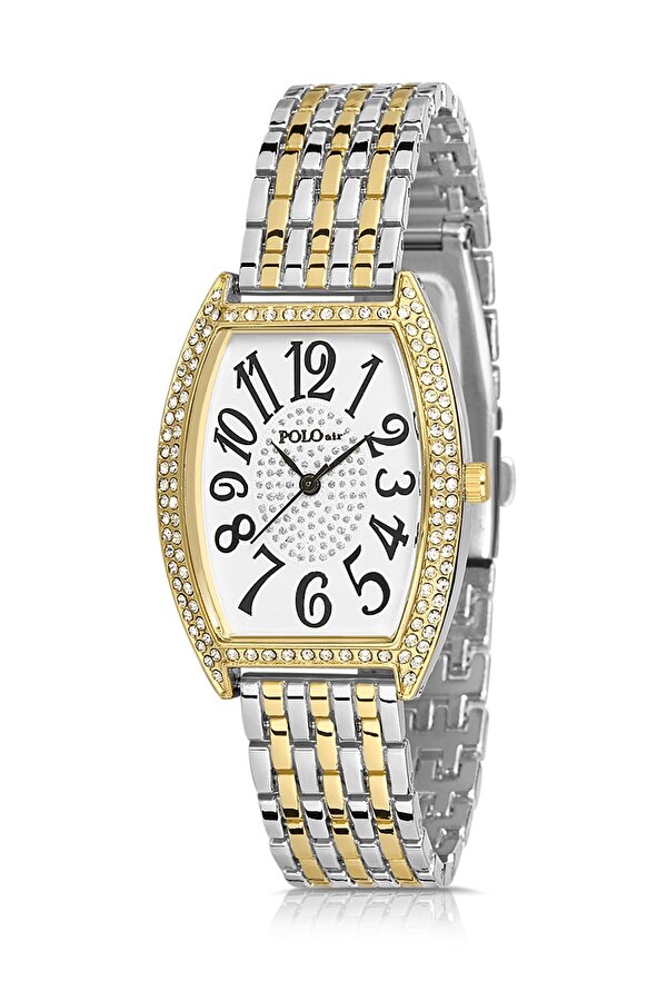 Lüx Taşlı Vintage Kadın Kol Saati Zirkon Taşlı Baget Bileklik Kombin Altın Renk