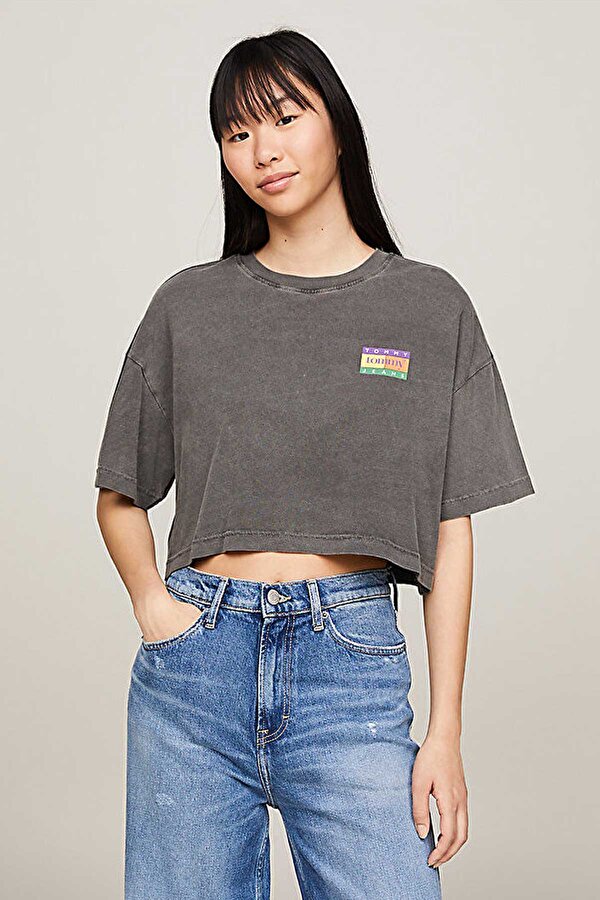 TJW OVS CRP SUMMER FLAG T Siyah Kadın Kısa Kol T-Shirt
