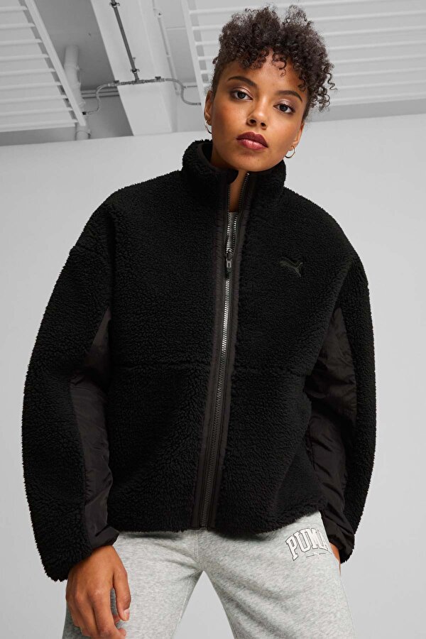 Reversible Sherpa Jacket Siyah Kadın Ceket