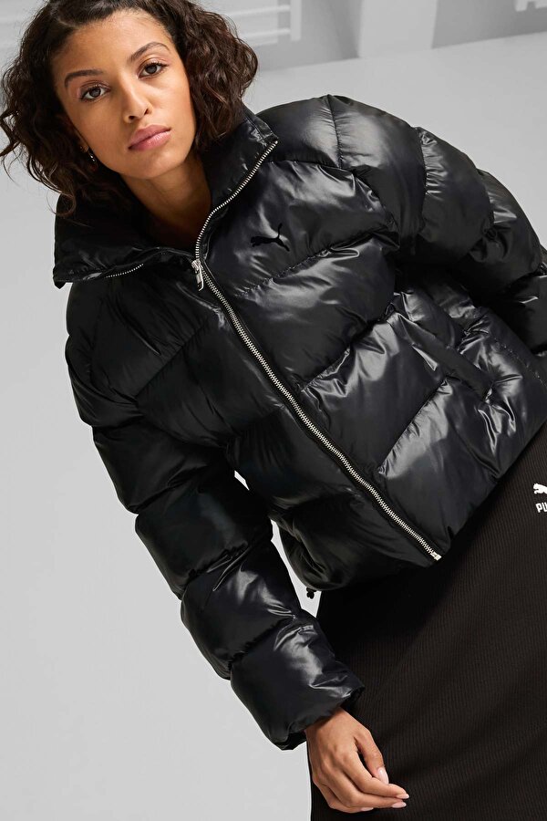 Shiny Puffer Jacket Siyah Kadın Ceket