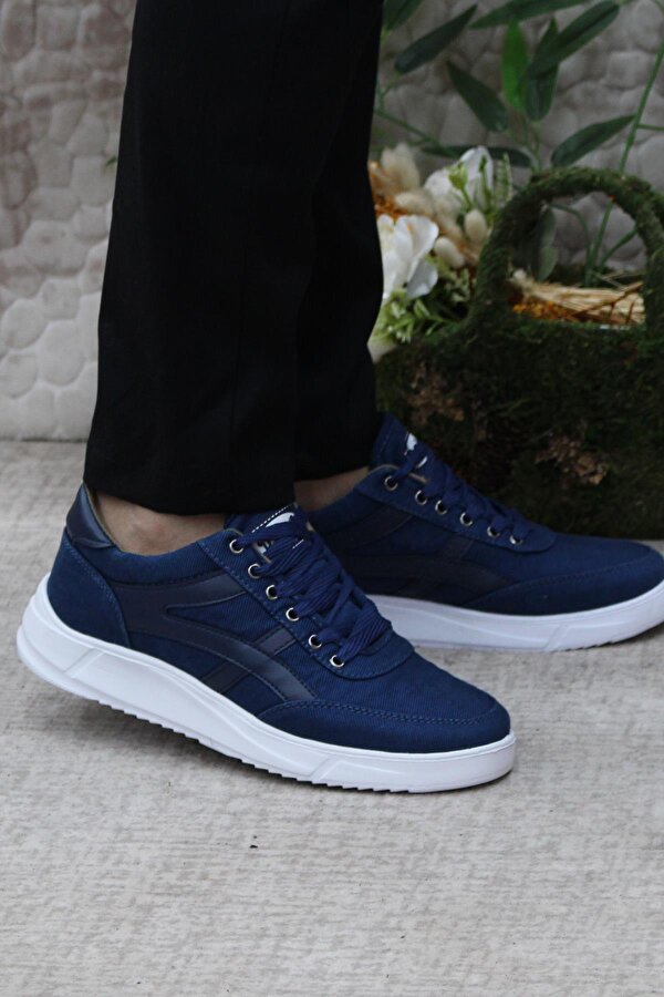 Dks 2004 Mavi Hafif Rahat Keten Sneaker Erkek Ayakkabı