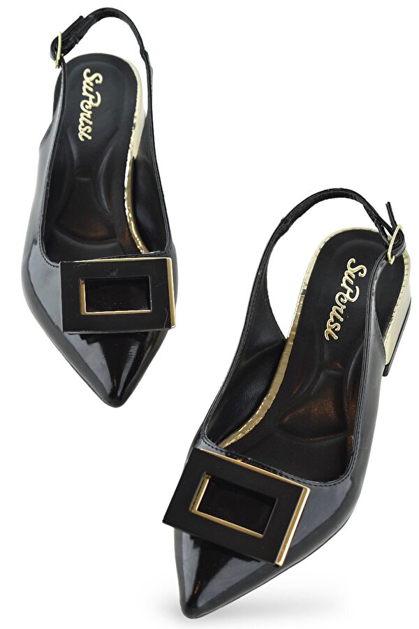 1087 Arkası Açık Kadın Topuklu Ayakkabı 5 cm Abiye Düğün Nişan Kına Gecesi