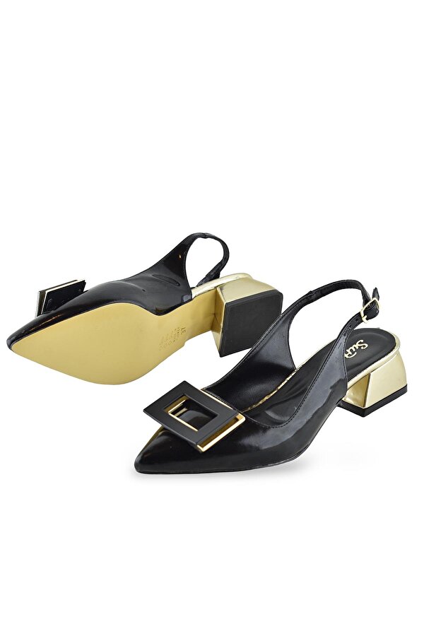 1087 Arkası Açık Kadın Topuklu Ayakkabı 5 cm Abiye Düğün Nişan Kına Gecesi