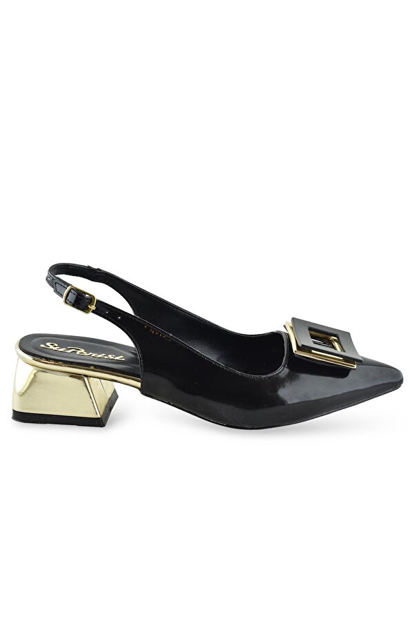 1087 Arkası Açık Kadın Topuklu Ayakkabı 5 cm Abiye Düğün Nişan Kına Gecesi