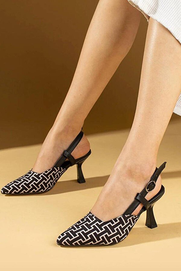 1085 Arkası Açık Kadın Topuklu Ayakkabı 9 cm Abiye Düğün Nişan Kına Gecesi