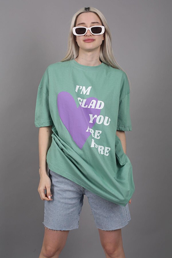 Mad Girls Yeşil Baskılı Tişört Mg1202