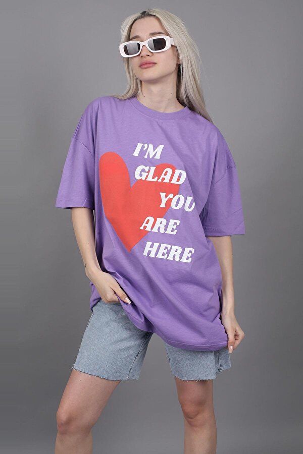 Mad Girls Lila Baskılı Tişört Mg1202
