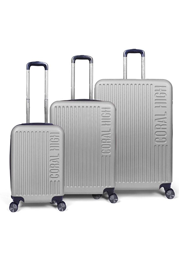 ABS Gümüş 3 lü Valiz Seti 16430