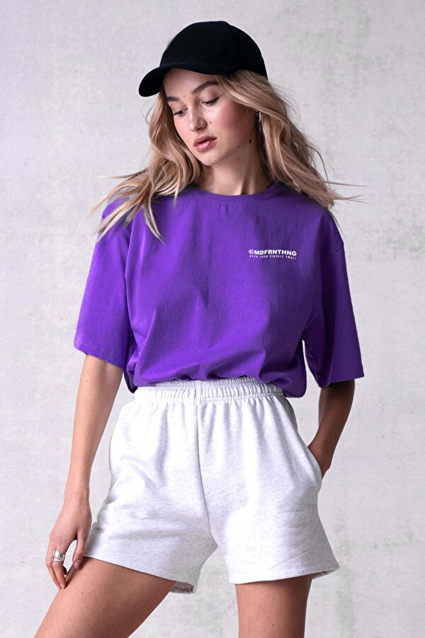 Mad Girl Mor Baskılı Tişört Mg1197