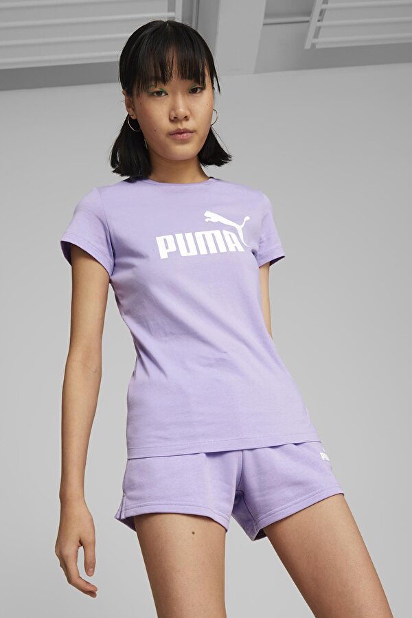 Puma Ess Logo Tee Фиолетовый Женщина Футболка