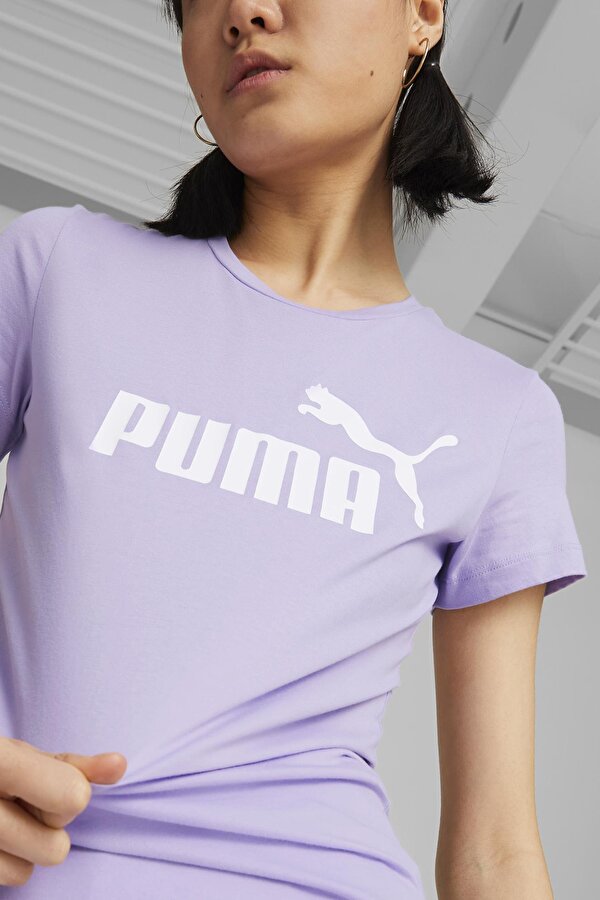 Puma Ess Logo Tee Фиолетовый Женщина Футболка