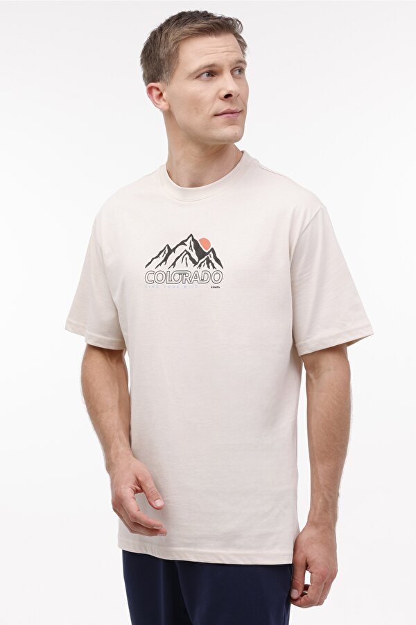 ML NATURE 11OTD101 4PR Krem Erkek Kısa Kol T-Shirt