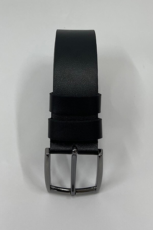 Siyah Suni Deri Düz Erkek Kemer 7220