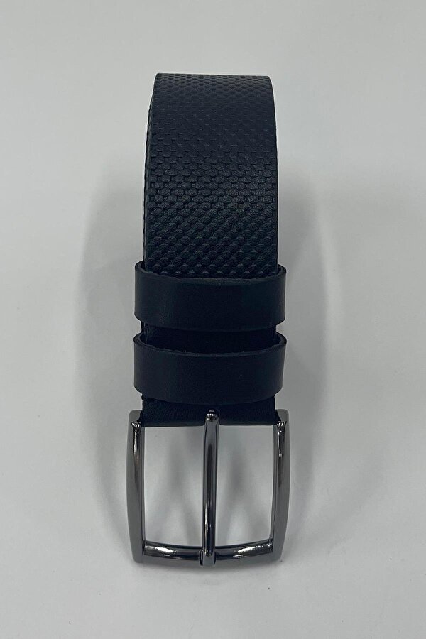 Lacivert Suni Deri Desenli Erkek Kemer 7223