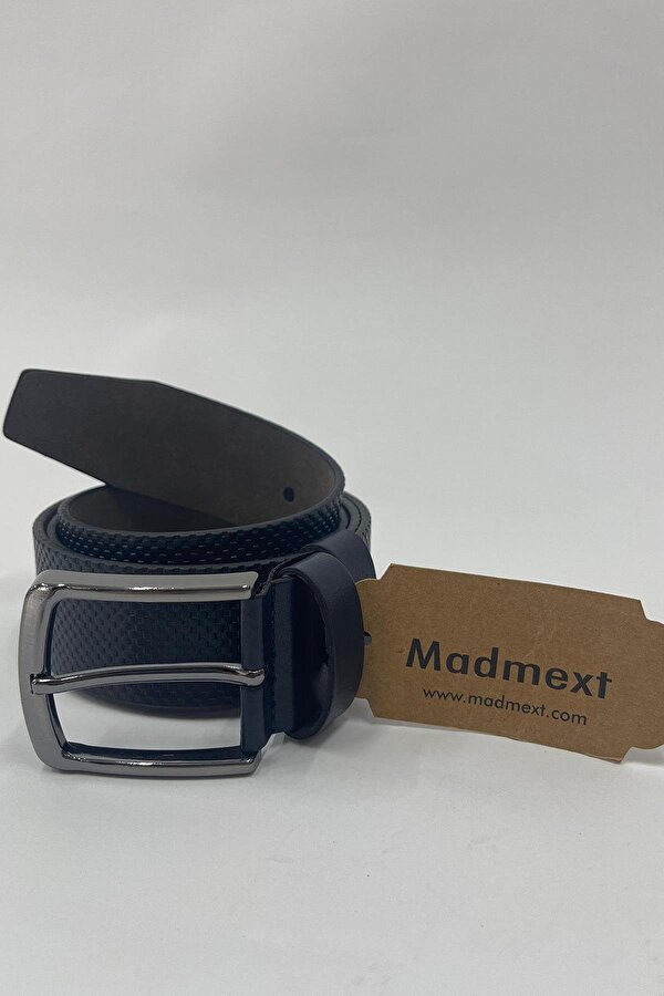 Lacivert Suni Deri Desenli Erkek Kemer 7223