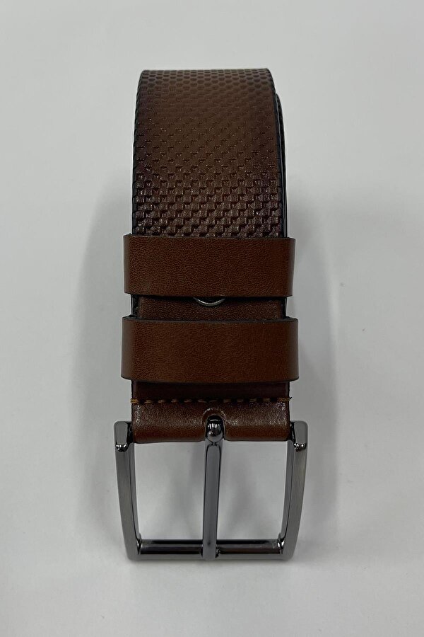 Kahverengi Suni Deri Desenli Erkek Kemer 7223