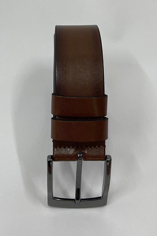 Kahverengi Suni Deri Düz Erkek Kemer 7220