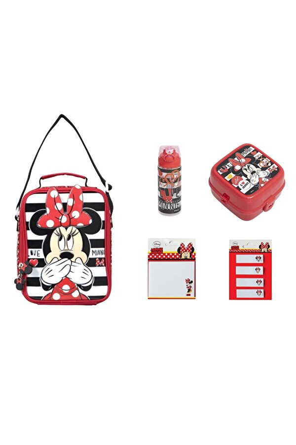 Minnie Kırmızı Beslenme ÇantasıSETİ (5 parça)