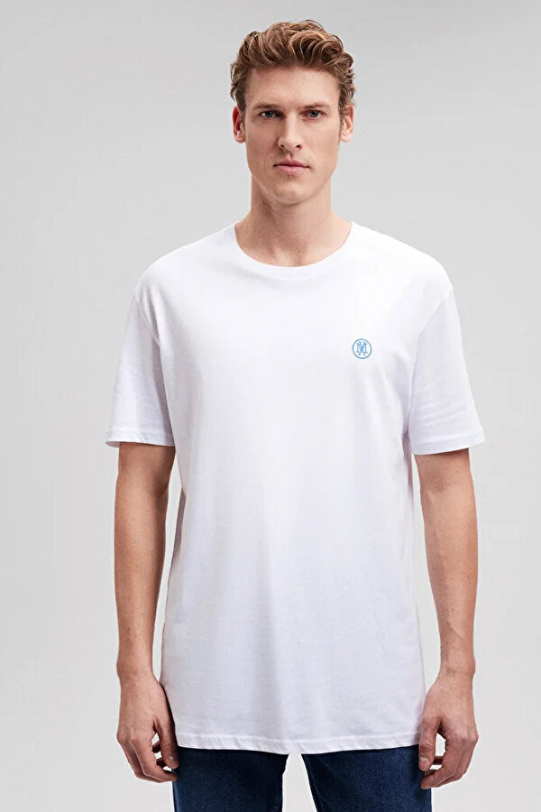 LOGO NAKIŞLI TİŞÖRT Beyaz Erkek Kısa Kol T-Shirt