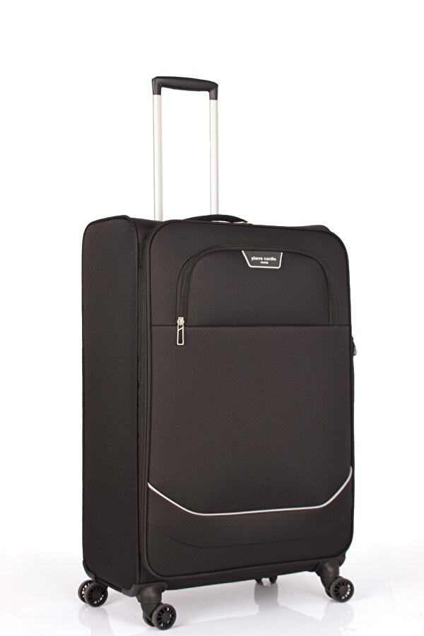 7050 3 LÜ SET Ultra Light Hafif Lüx Kumaş Tekerlekli Valiz SİYAH