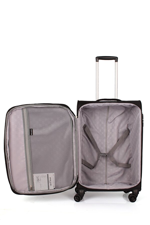 7050 3 LÜ SET Ultra Light Hafif Lüx Kumaş Tekerlekli Valiz SİYAH