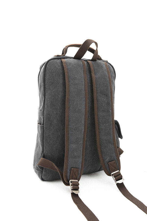 eba-6235 kanvas sırt çantası laptop bölmeli kamp seyahat okul çantası SİYAH