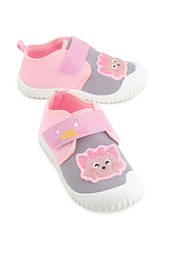 Yazlık Kız Çocuk Rahat Taban Cırt Cırtlı Ayarlanabilir Keten Günlük Ayakkabı