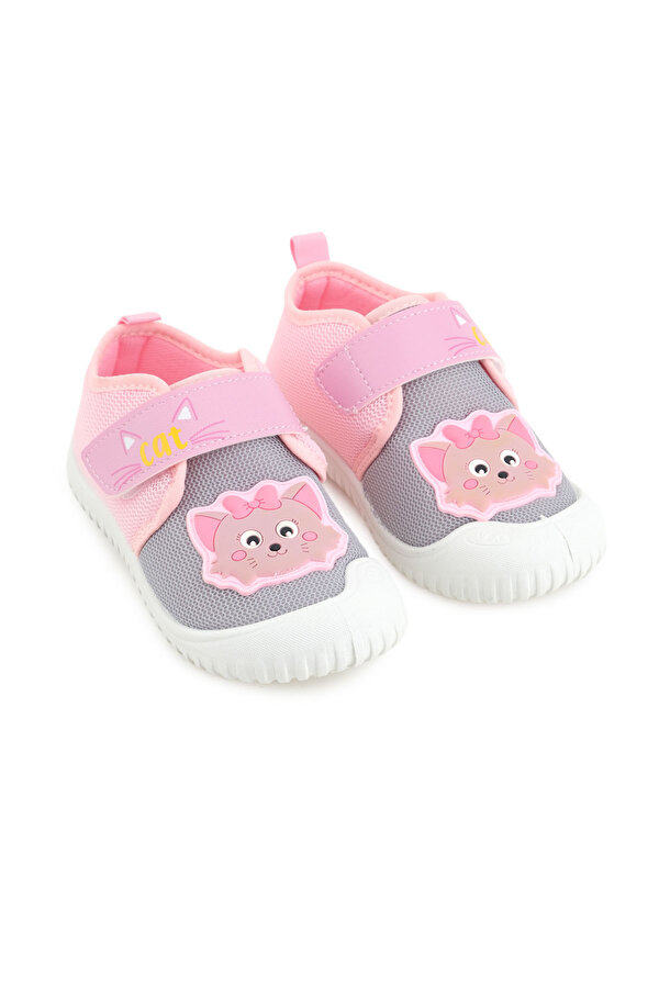 Yazlık Kız Çocuk Rahat Taban Cırt Cırtlı Ayarlanabilir Keten Günlük Ayakkabı