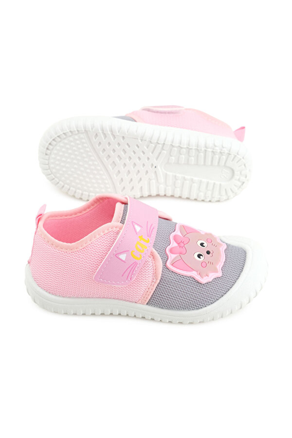 Yazlık Kız Çocuk Rahat Taban Cırt Cırtlı Ayarlanabilir Keten Günlük Ayakkabı