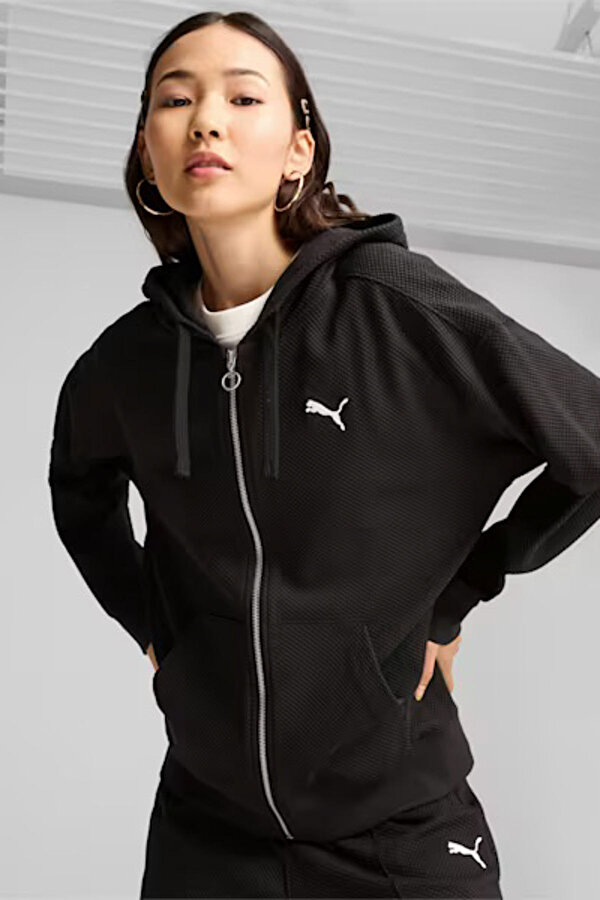 HER Full-Zip Hoodie Siyah Kadın Ceket - 2. Ürüne %50 İndirim