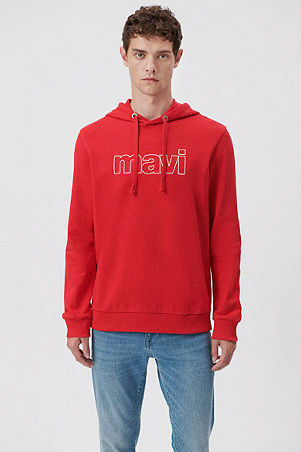 LOGO KAPÜŞONLU SWEATSHIRT Kırmızı Erkek Sweatshirt
