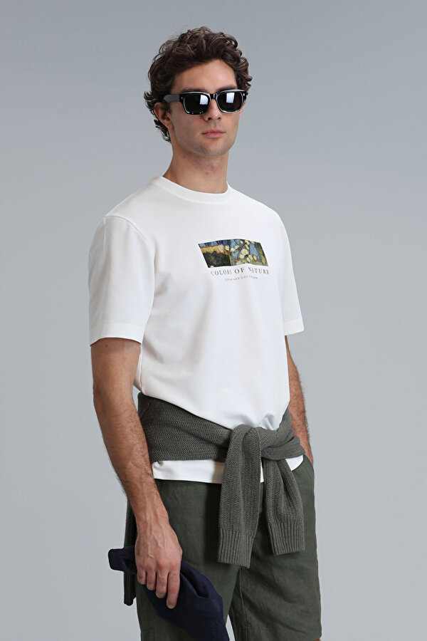 Erkek Bıanca Modern Grafik T-Shirt 111020193 Kırık Beyaz