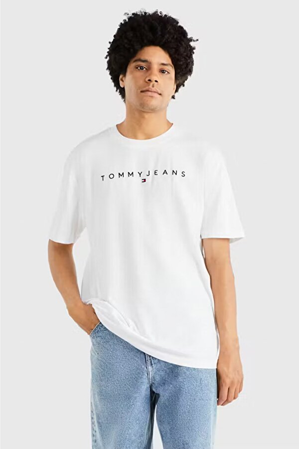 TJM REG LINEAR LOGO TEE E Beyaz Erkek Kısa Kol T-Shirt