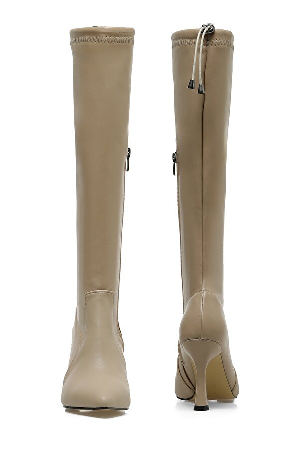 SCARLET 3PR Bej Kadın Topuklu Çizme