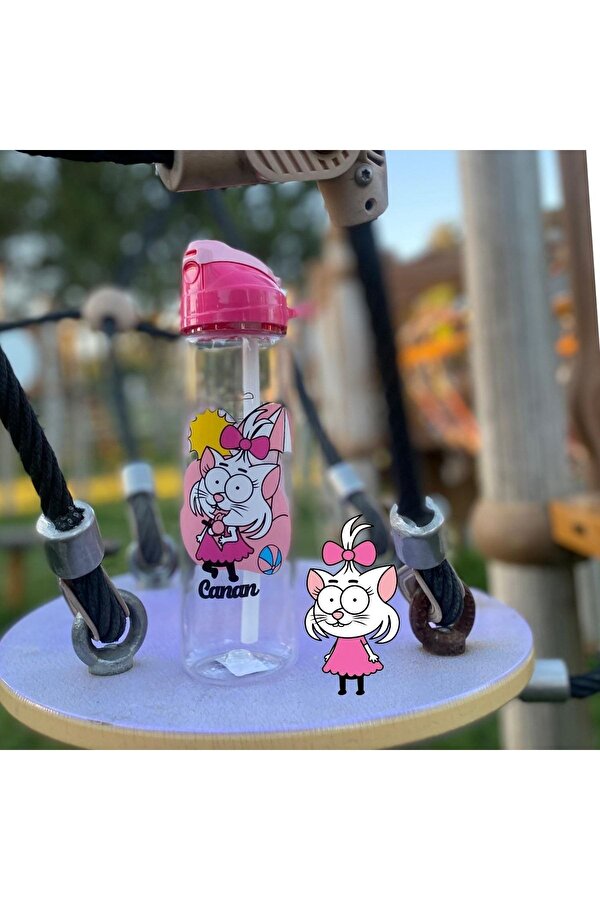 Hayranları Desenli-pipetli Tritan Matara 630 Cc Pembe