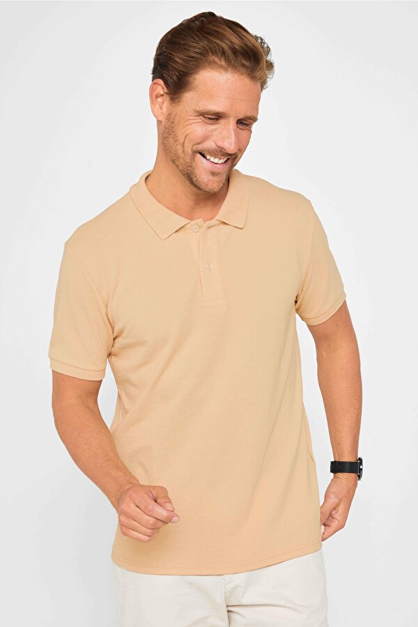 Erkek Slim Fit Dar Kesim Pamuklu Yumuşak Dokulu Serin Tutan Kumaş Düz Pike Polo Yaka Tişört