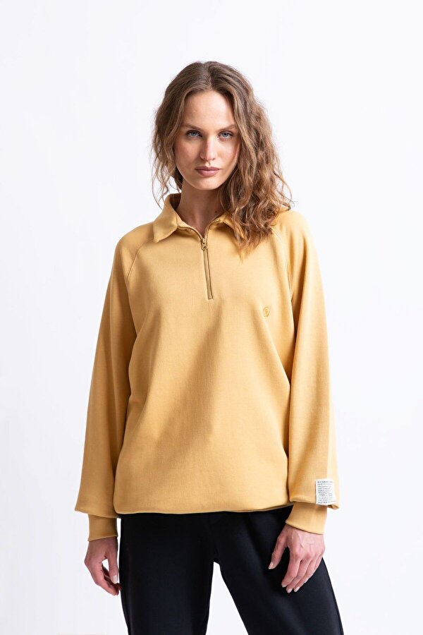 Organic Cotton Polo Yaka Fermuarlı hoodie
