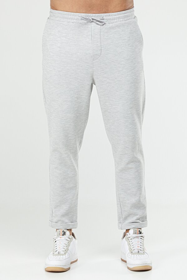 Gri Melanj Regular Pamuklu Erkek Spor Pantolon XD0415