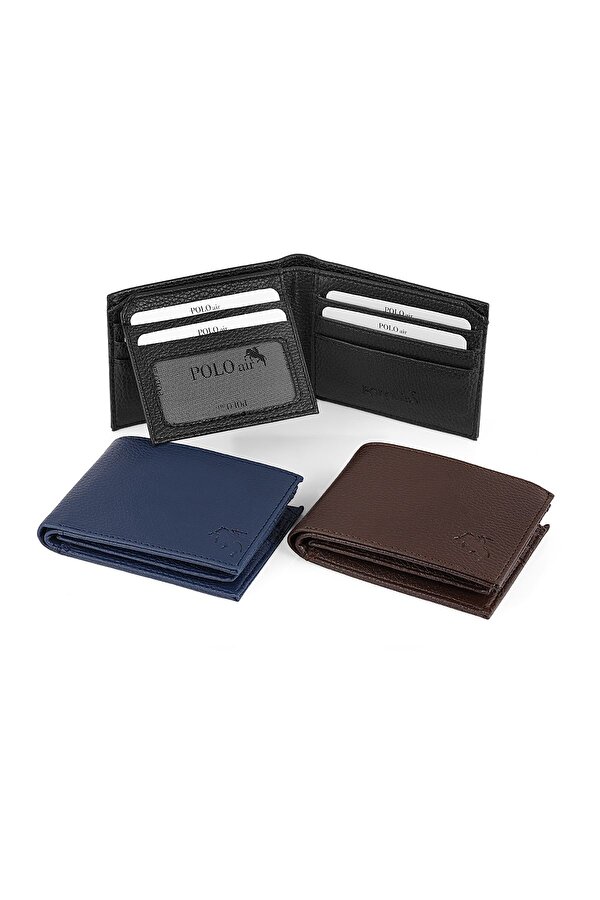 Logolu Klasik Erkek Cüzdan Kemer Seti Siyah Kombin  M-17-S