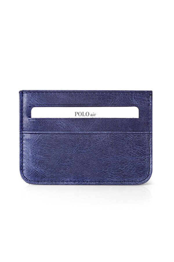 Hakiki Deri Lacivert Kredi Kartlık Kutusunda