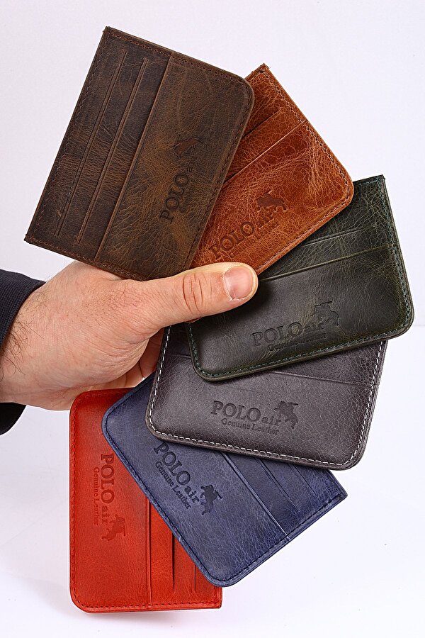 Hakiki Deri Lacivert Kredi Kartlık Kutusunda