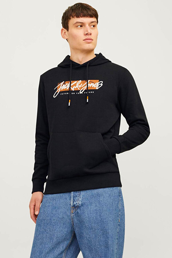 JJTILEY SWEAT HOOD LN Siyah Erkek Sweatshirt
