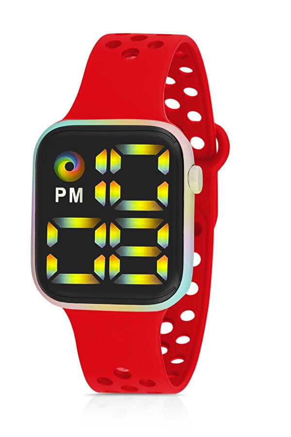 Dijital Unisex Işıklı Renkli Kol Saati Kırmızı Renk