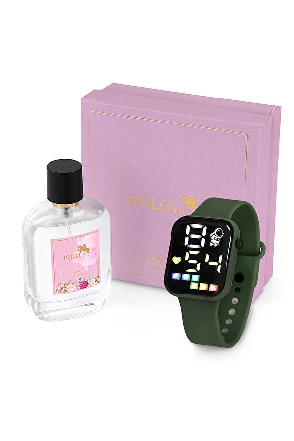 Kadın Silikon Kordon Kol Saati Parfüm Hediyelik Kombin Haki Renk
