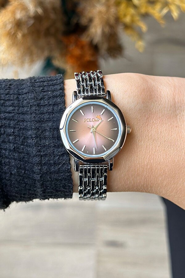 Zarif Vintage Kadın Kol Saati Gümüş-Pembe Renk PL-1480B3x