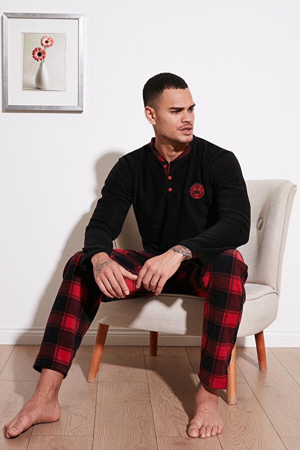 Erkek Pijama Takımı 609610013W4 SİYAH-KIRMIZI