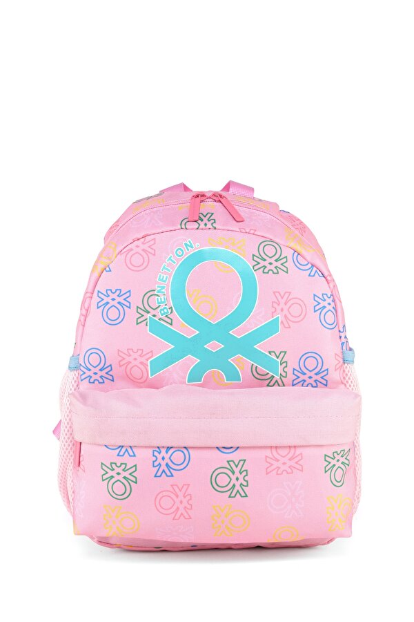 . Minimal Logo Baskılı Kız Çocuk Anaokul Çantası Pembe-Turkuaz