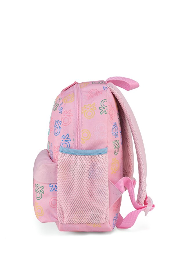 . Minimal Logo Baskılı Kız Çocuk Anaokul Çantası Pembe-Turkuaz